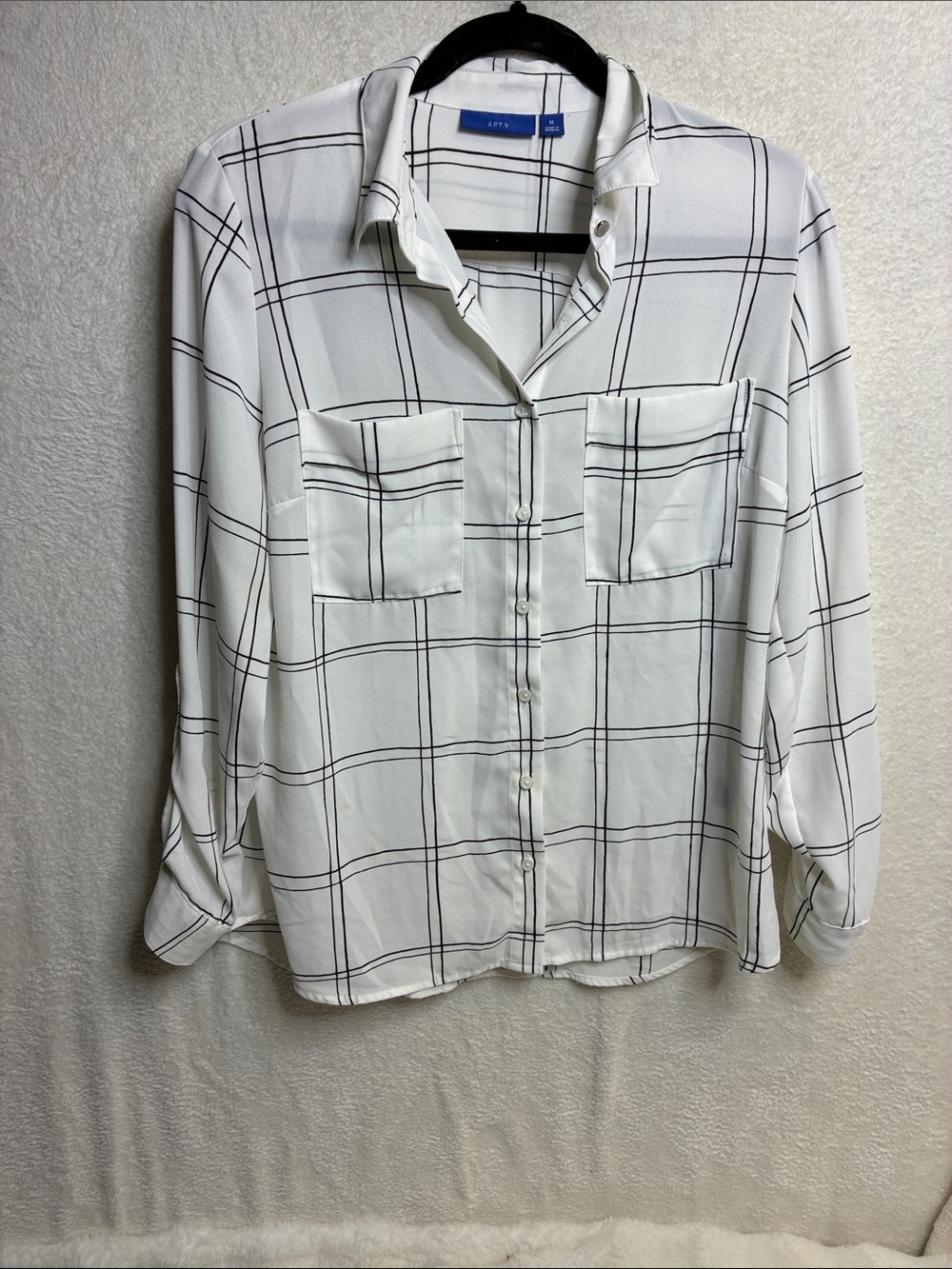 Apt. 9 White Plaid Button-Front Blouse